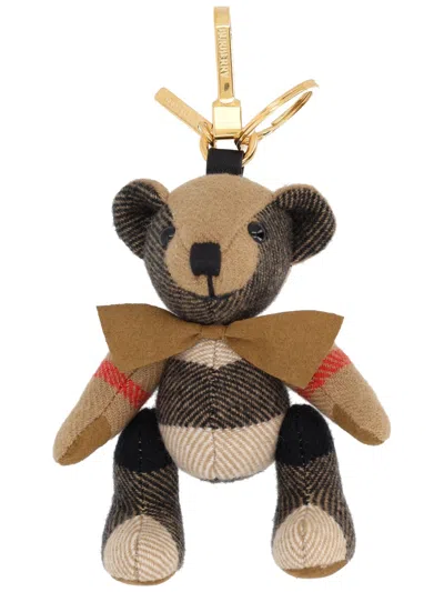 Burberry Thomas Bear Checked Keyring In Brown