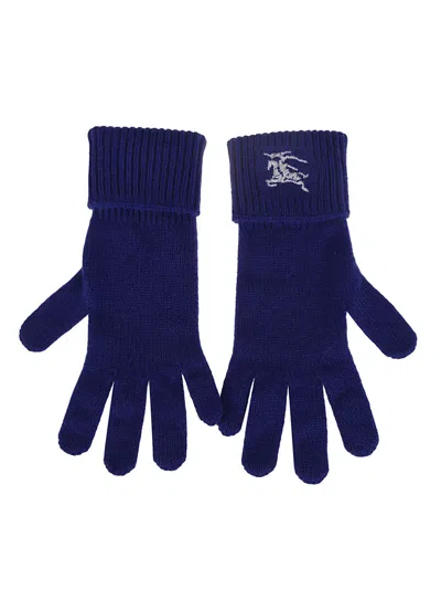 Burberry Cashmere Knitted Gloves With Ribbed Cuff In Black