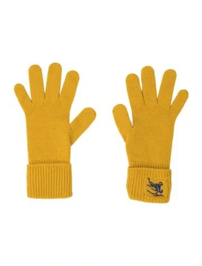 Pre-owned Burberry Cashmere Knitted Gloves In Yellow