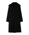 Burberry Cashmere Belted Wrap Trench Coat In Black