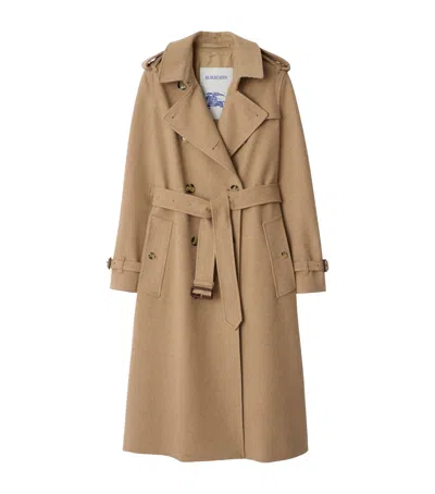 Burberry Kensington Belted Cashmere-wool Double-breasted Trench Coat In Brown