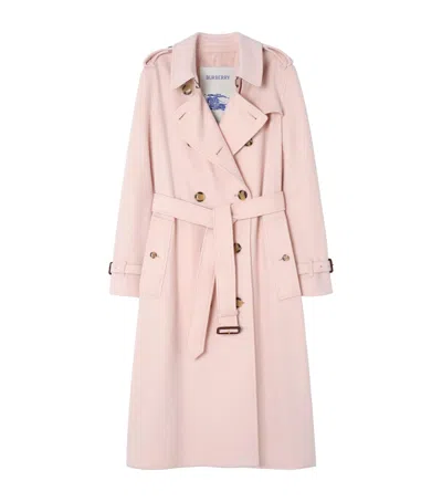 Burberry Long Cashmere Kensington Trench Coat In Multi