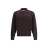 Burberry Embroidered Ekd Long-sleeved Polo T-shirt In Brown