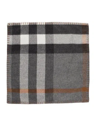 Pre-owned Burberry Cashmere Mega Check Throw Pillow Sham W/ Tags In Gray