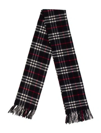 Pre-owned Burberry Cashmere Nova Check Pattern Scarf In Blue