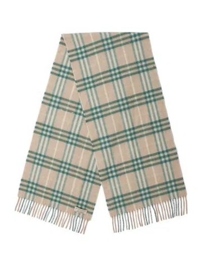 Pre-owned Burberry Cashmere Nova Check Pattern Scarf In Neutral