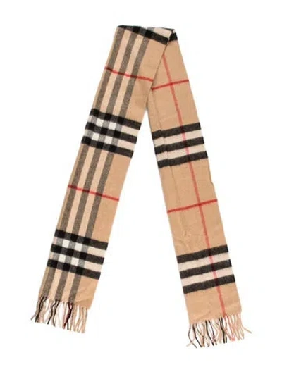 Pre-owned Burberry Cashmere Nova Check Pattern Scarf In Neutral