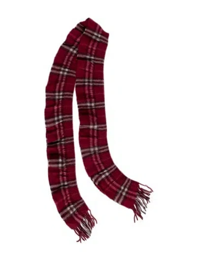 Pre-owned Burberry Cashmere Nova Check Pattern Scarf In Pink