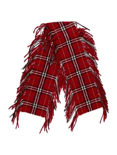 Pre-owned Burberry Cashmere Nova Check Pattern Scarf In Red