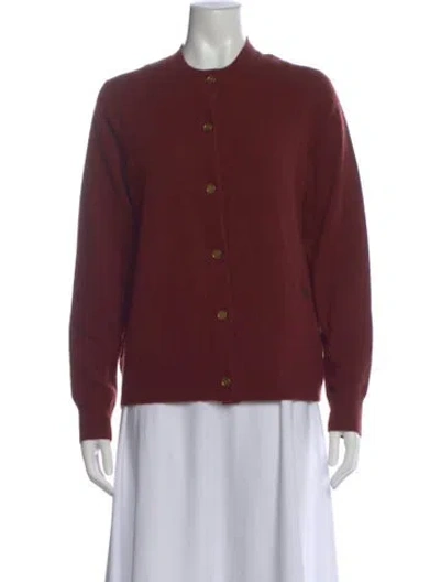 Pre-owned Burberry Cashmere Open Front Sweater In Burgundy