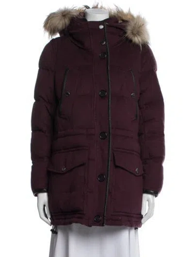 Pre-owned Burberry Cashmere Parka In Burgundy