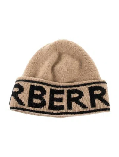 Pre-owned Burberry Cashmere Patterned Beanie In Brown