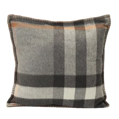 Burberry Cashmere Plaid Cushion In Gray