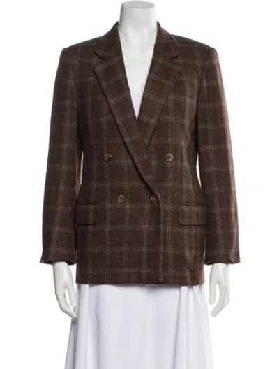 Pre-owned Burberry Cashmere Plaid Print Blazer In Brown