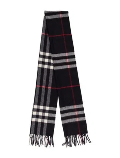 Pre-owned Burberry Cashmere Plaid Print Scarf In Blue