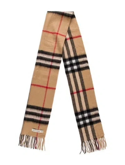Pre-owned Burberry Cashmere Plaid Print Scarf In Neutral