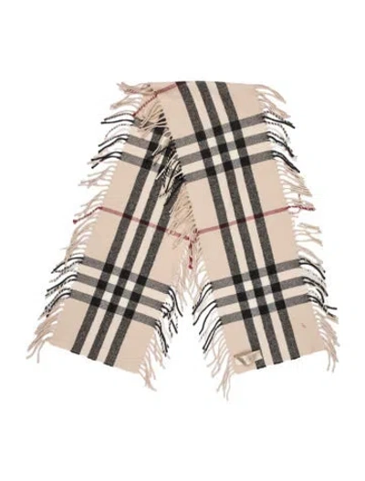 Pre-owned Burberry Cashmere Plaid Print Scarf In Neutrals