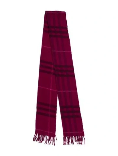 Pre-owned Burberry Cashmere Plaid Print Scarf In Pink