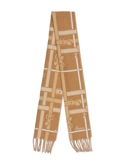 Pre-owned Burberry Cashmere Plaid Print Scarf W/ Tags In Neutral