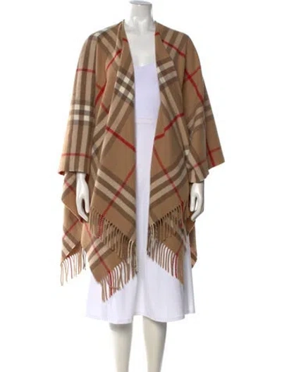 Pre-owned Burberry Cashmere Plaid Print Sweater In Brown