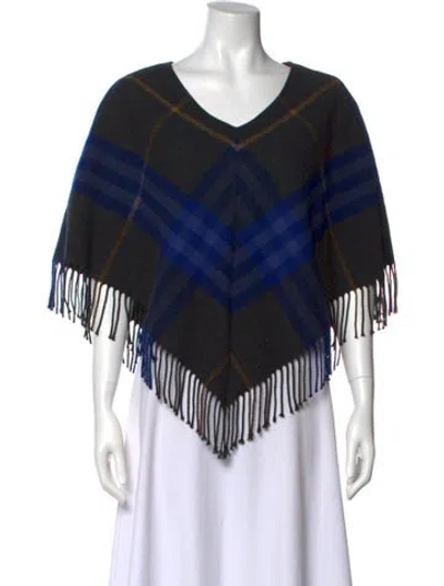 Pre-owned Burberry Cashmere Plaid Print Sweater In Gray