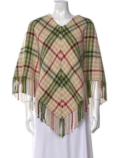 Pre-owned Burberry Cashmere Plaid Print Sweater In Green/neutrals