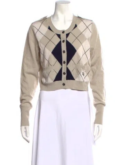 Pre-owned Burberry Cashmere Plaid Print Sweater In Neutral