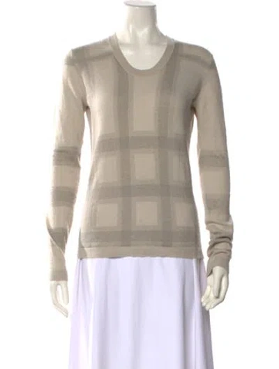 Pre-owned Burberry Cashmere Plaid Print Sweater In Neutral