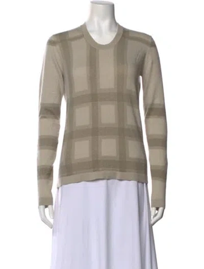 Pre-owned Burberry Cashmere Plaid Print Sweater In Neutral