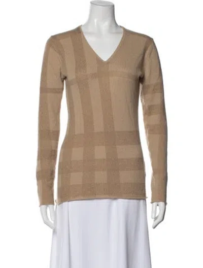 Pre-owned Burberry Cashmere Plaid Print Sweater In Neutral