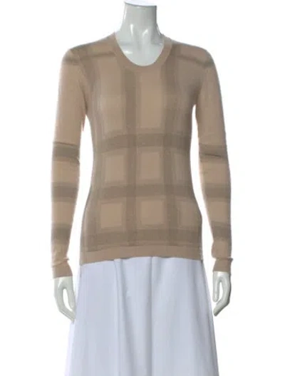 Pre-owned Burberry Cashmere Plaid Print Sweater In Neutral