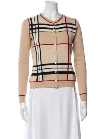 Pre-owned Burberry Cashmere Plaid Print Sweater In Neutral