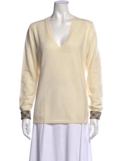 Pre-owned Burberry Cashmere Plaid Print Sweater In Neutral