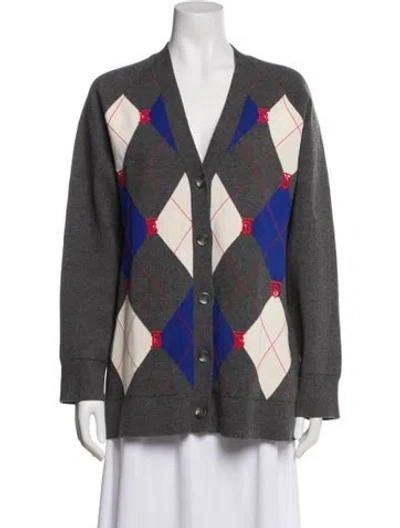 Pre-owned Burberry Cashmere Printed Sweater In Gray