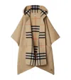 Burberry Reversible Check Cashmere Cape In Neutrals