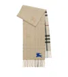 Burberry Beige Reversible Ekd Check Cashmere Scarf In Neutral
