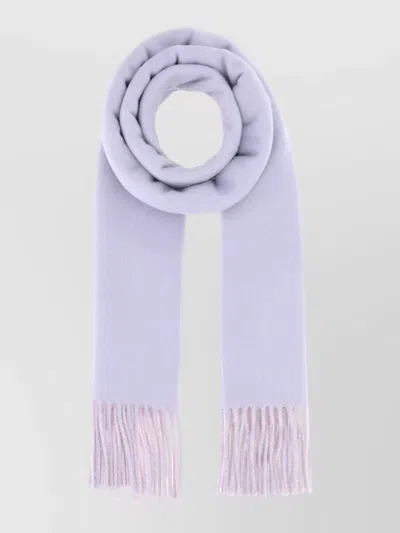 Burberry Cashmere Reversible Scarf Featuring Fringe Detail In Purple