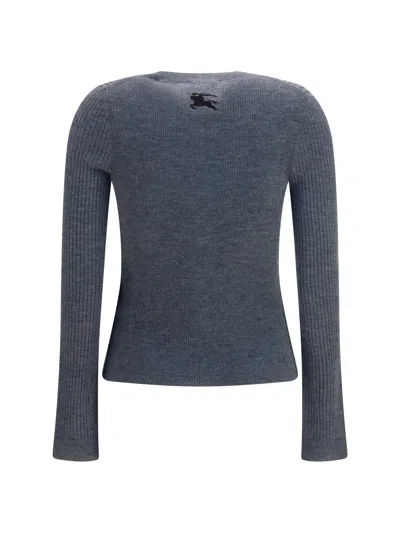 Burberry Cashmere Ribbed Cardigan In Gray