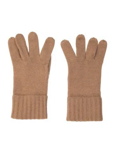 Pre-owned Burberry Cashmere Ribbed Gloves In Brown