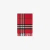 Burberry Check Pattern Cashmere Scarf With Fringed Profiles In Red