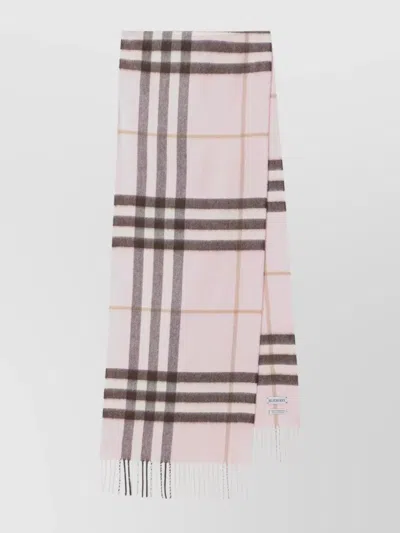 Burberry Cashmere Scarf Featuring Checked Pattern And Fringe In Multi