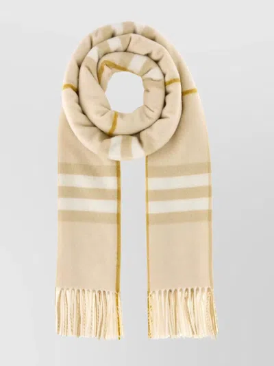 Burberry Cashmere Scarf Featuring Fringe Detail In Neutral