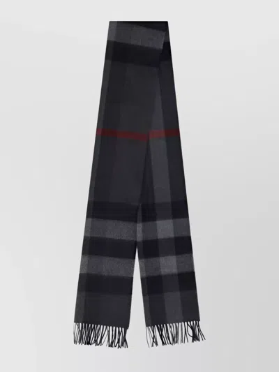 Burberry Cashmere Scarf Frayed Hems Iconic Check In Multi