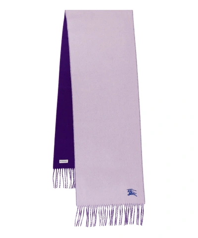 Burberry Cashmere Scarf With Iconic Embroidery In Purple