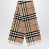 Burberry Cashmere Scarf With Check Motif In Brown