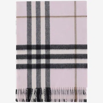 Burberry Cashmere Scarf With Check Pattern In Pink