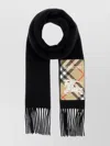 Burberry Cashmere Scarf With Check Pattern And Fringe In Black