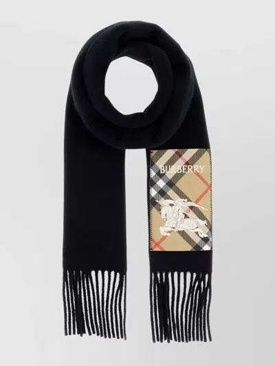 Burberry Cashmere Scarf With Check Pattern And Fringe