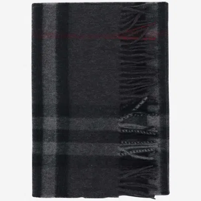 Burberry Cashmere Scarf With Check Pattern In Black