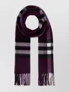 Burberry Cashmere Scarf With Checked Design And Fringes In Brown